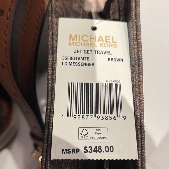 Michael Kors Jet Set Travel Large Messenger Crossbody Bag Brown - Picture 9 of 16